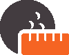 icon featuring a gray golf ball with an orange ruler stacked on top