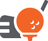 icon featuring an orange golf ball with gray golf club behind