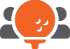 icon featuring an orange golf ball with gray people figures behind it